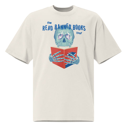 "Read Banned Books" Tour Unisex Oversized Tee - Cream