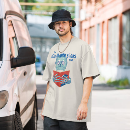"Read Banned Books" Tour Unisex Oversized Tee - Cream