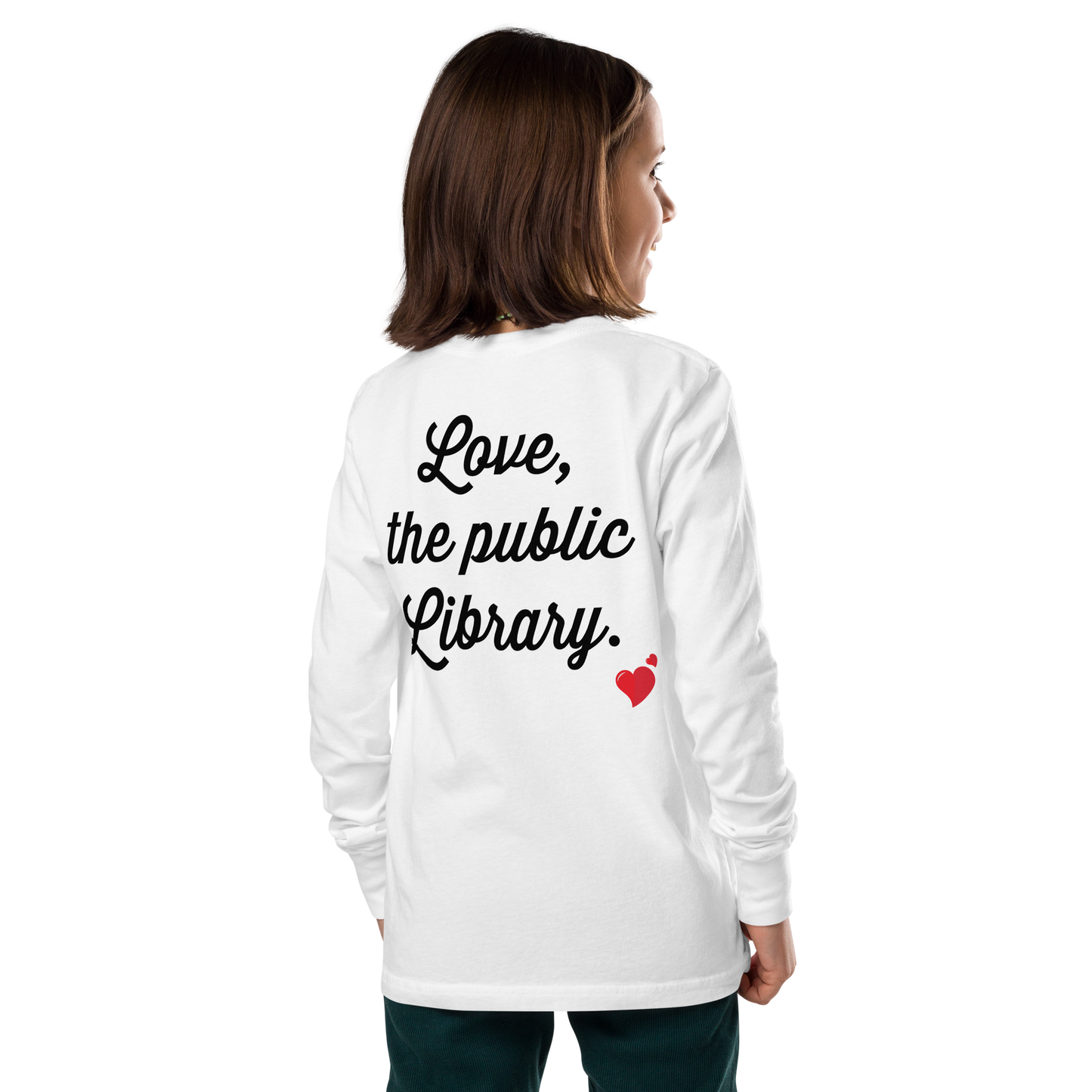 "Love, the public Library" - Youth long sleeve tee (white)
