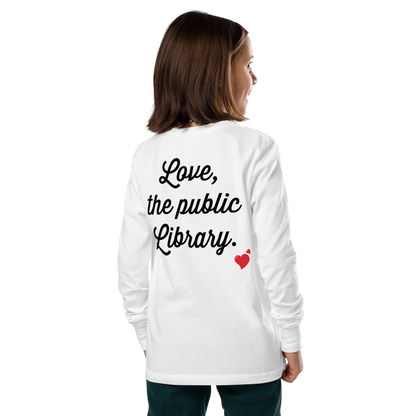 "Love, the public Library" - Youth long sleeve tee (white)