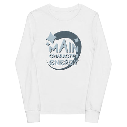 "Main Character Energy (Grey)" - Youth long sleeve tee
